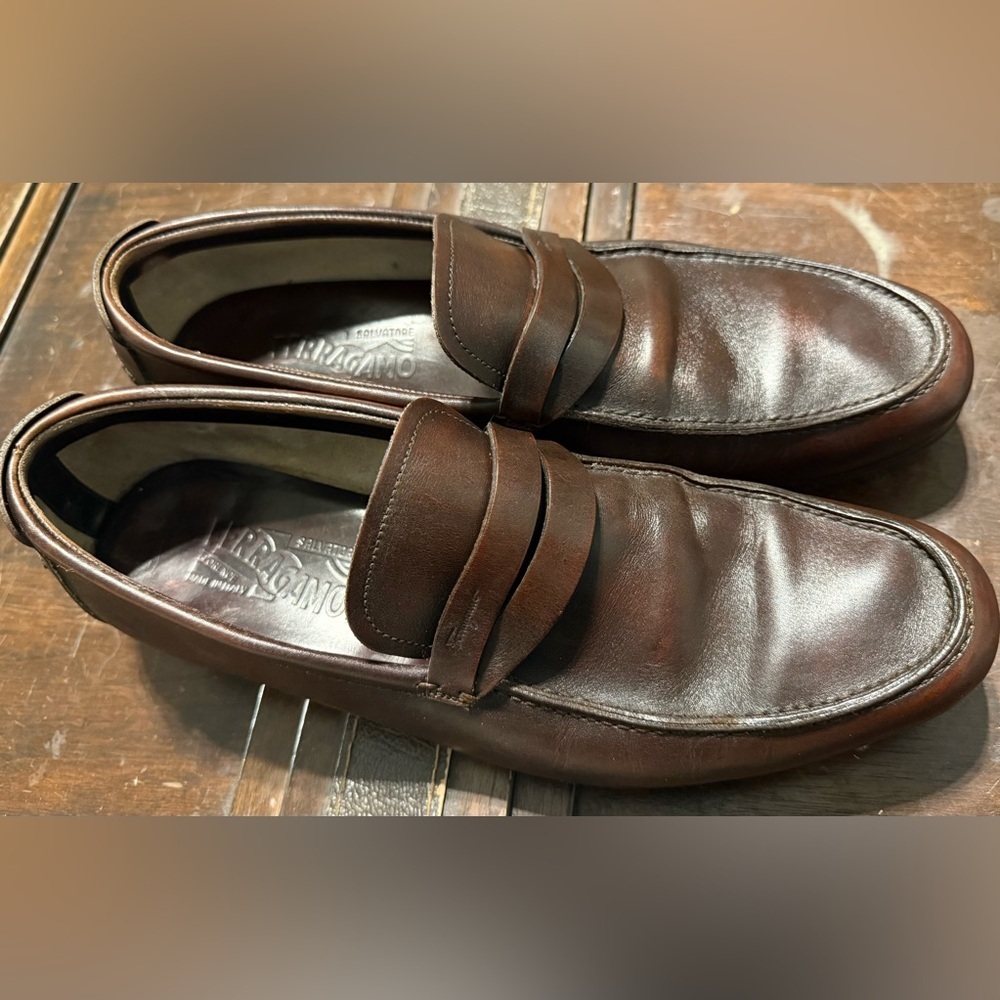 Salvatore Ferragamo Brown Penny Loafers NWOT Super Prime Sole 10.5D 🇮🇹 Made - Picture 2 of 11
